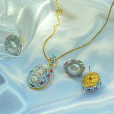 Pearl Earring/Ring/Necklace Statement Party Wedding Women Jewelry Accessories