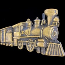 Brass Locomotive 999 Steam Engine Railroad Railway Gift 70s Vintage Belt Buckle