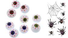 12 Eyeball Plastic Eyeball Ping Pong Fake Zombie for Halloween + 1 Tattoo Spider