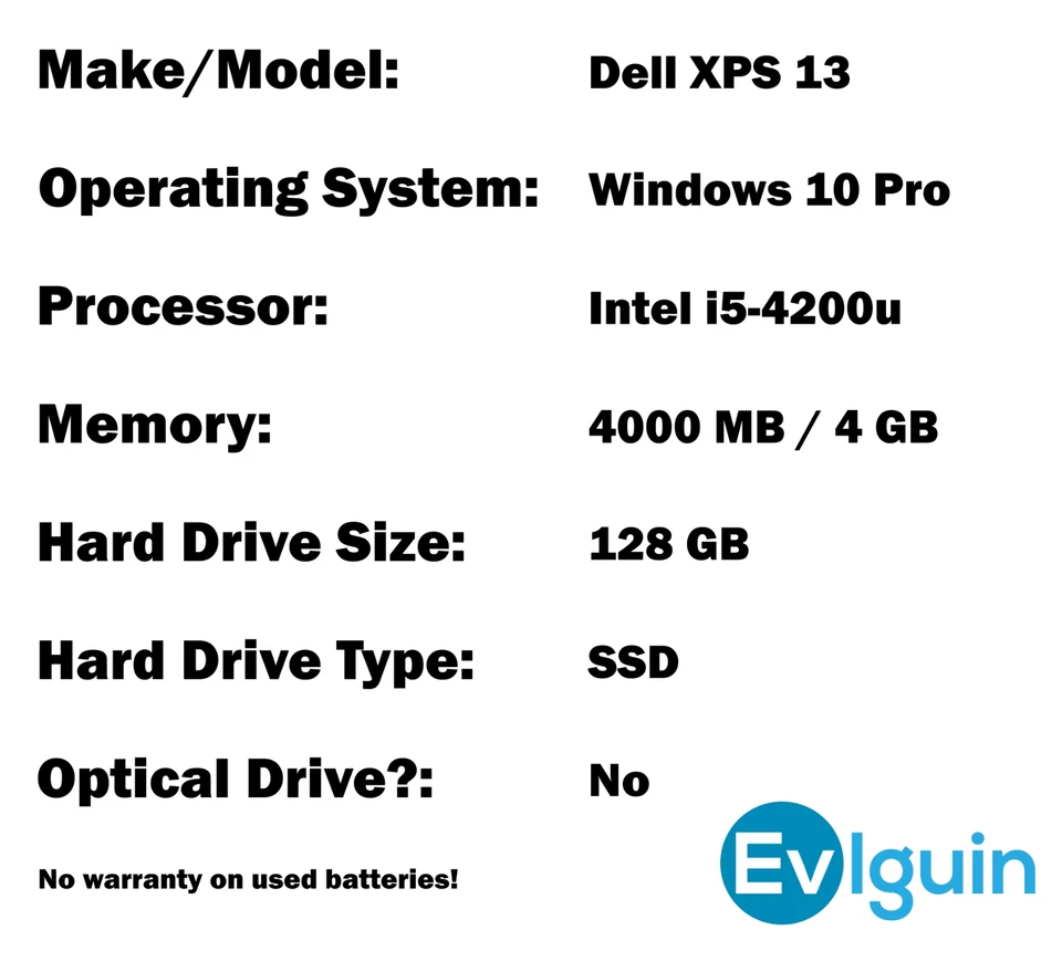 Dell XPS 13 Intel i5@ 2.6GHz 4GB 128GB SSD Win 10 Office Webcam Backlite KB - Image 2 of 4