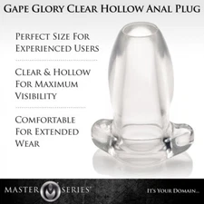 Master Series Gape Glory Clear Hollow TPE Anal Butt Plug by XR Brands