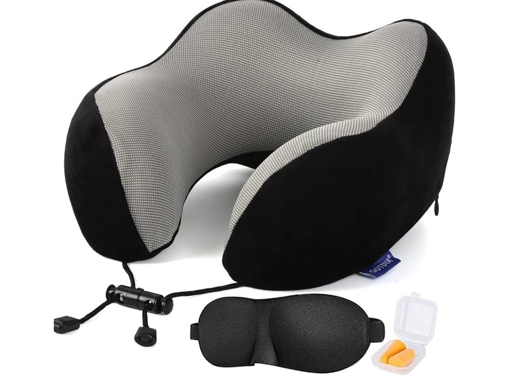 Ultra-Soft 100% Memory Foam Travel Neck Pillow for Comfortable Sleeping