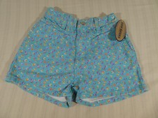 Vintage High Sierra Shorts Kids 6X FLORAL Blue Dungarees 90's NOS NWT R1