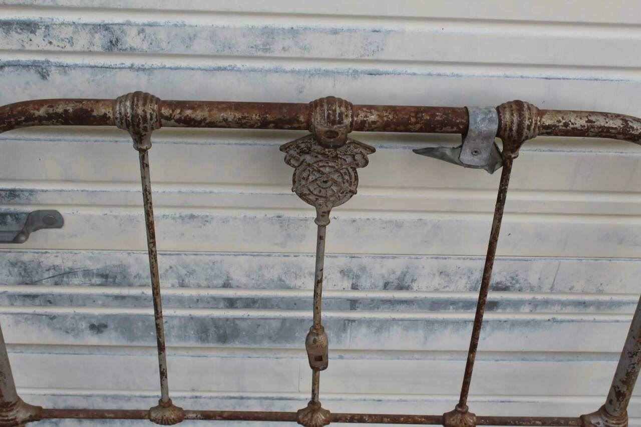 Antique US Army Military Quartermaster Insignia Cast Iron Soldier Bed