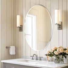 Large Oval Frameless Bathroom Mirror Vanity Mirror Glass Wall Mirror Home Decor