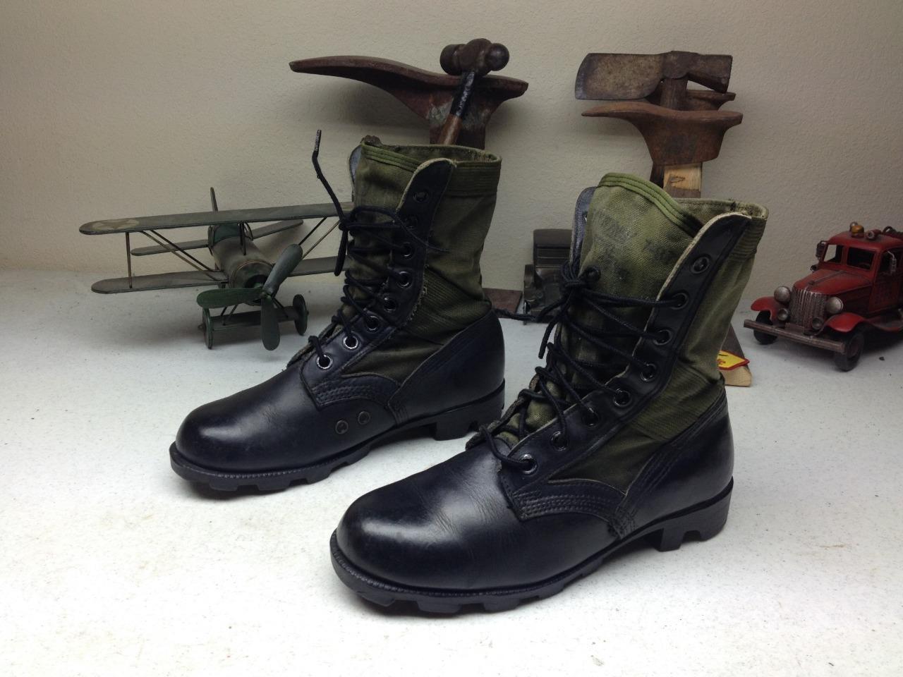 Distressed Black Green Leather Motorcycle Military Engineer Jungle Boots Size 6.5 XW