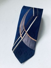 Puritan All Silk Made in USA Geometric Shades of Blue and Gray Tie
