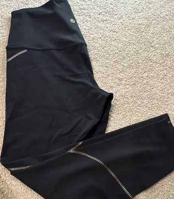 lululemon athletica Black Women s Ankle Leggings Size 10 Nylon Stretch Yoga