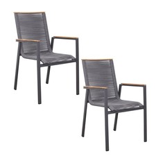 2er Set Dining Stapelsessel Alicante Rope mit Teakarmlehne Gartenstuhl Stuhl