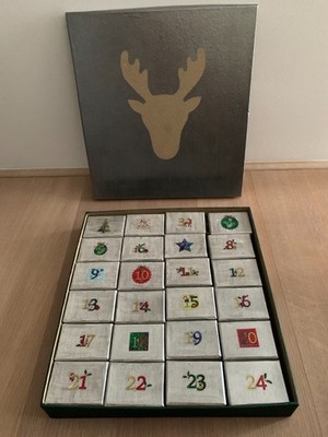 Adventskalender Unikat, Box mit 24 kleinen Einzelboxen Handmade