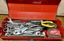 Small Vtg Metal Toolbox Loaded With Huskymac Proto Promate Craftsman More