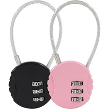 Mini Combination Wire Rope Lock 2 Pack for Luggage Gym Locker Backpack Jewelry