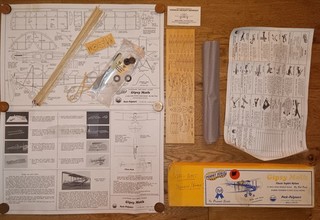 1976 Peck Polymers DH 60 GIPSY MOTH Peanut scale model rubber powered 13" NIB.