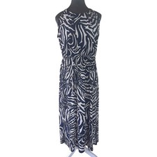 Gilli Wms LP Navy White Boho Chic Abstract Zebra Print Halter Maxi Dress NWT