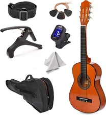 30" Left Handed Wood Guitar with Case and Accessories for Kids/Girls/Boys/Teens/