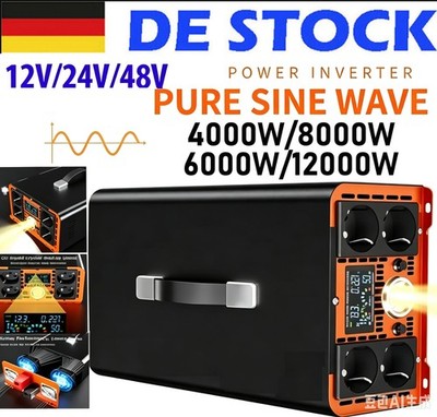 6000W 12000W Max 12V 24V 48V 230V Reiner Sinus Spannungswandler Wechselrichter