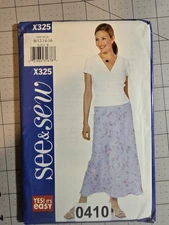 Vintage 2000 See & Sew Butterick X325 Uncut Size 12-14-16 Misses Top & Skirt