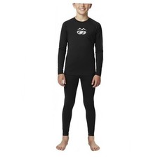 KIDS Thermal Underwear Set Ultra Soft Fleece Lined for Skiing Large Black