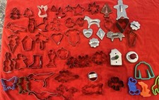 Lot of 50 Vtg Metal Tin Cookie Cutters Christmas  Misc, Mickey Mouse New/Used