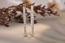 Women's 3 Ct Lab Created Diamond Huggie Hoop Earrings In 14k White Gold Plated