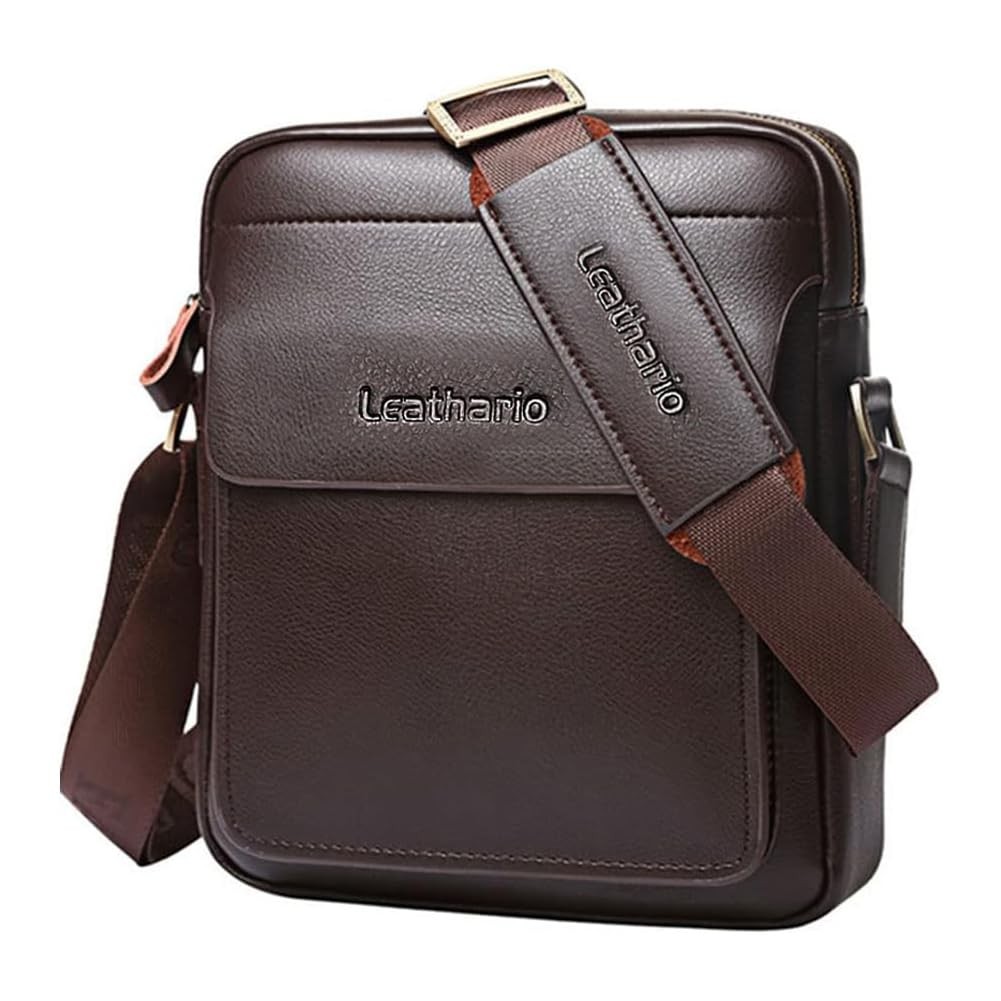 Crossbody Bag For Men Vegan Leather Shoulder Messenger Purse Sling Satchel Ba...