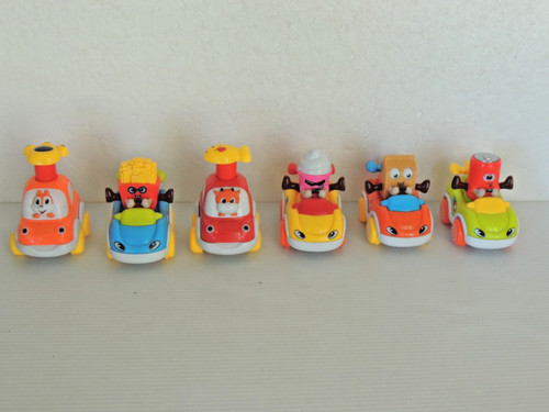 6 PCS Cartoon  Press and Go Toy Racing Action Cars for Toddlers cartoon 4" vatos