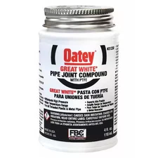 Oatey 31230 Pipe Thread Sealant 4 Fl Oz, Brush-Top Can, Great White Pipe Joint