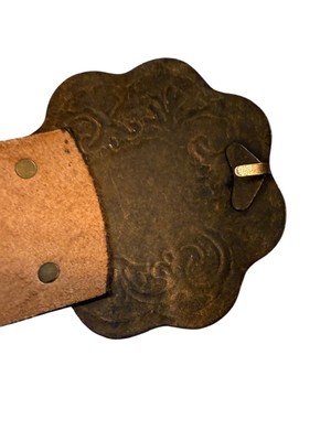 VTG Chicos  Leather Embossed Floral Belt Conch Style Ornate Buckle Western Boho Floral Concho Belts | Boot Barn main image 4