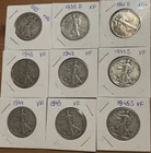 Walking Liberty Half Dollar Mix Lot 90% Silver (9 Coins) Ungraded, Circulated
