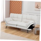 Convertible Futon Sofa Bed,71" Faux Leather Futon Couch,Memory Foam Pearl White