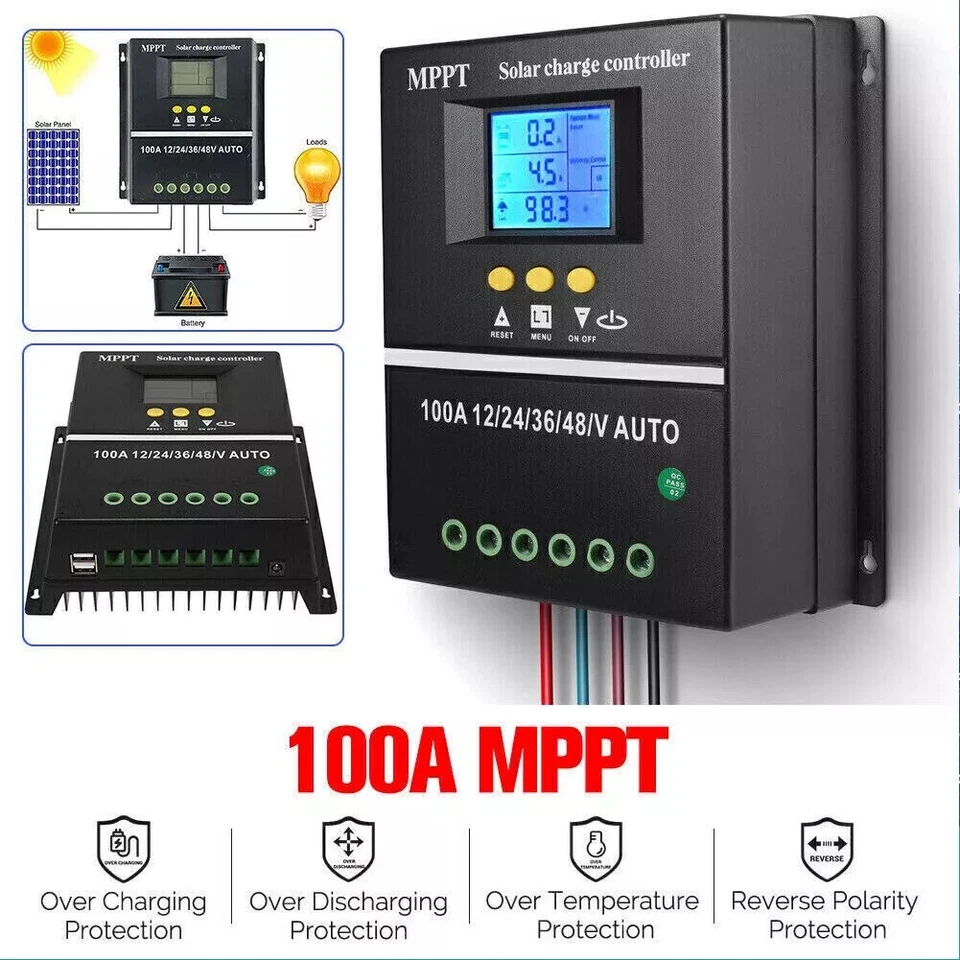 100A MPPT Solar PV Regler 4000W 12V 24V 36V 48V Solarladeregler Controller LCD - Bild 3 von 4