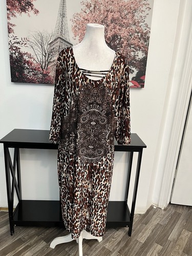 Mlle Gabrielle Women’s Shift Plus Dress Size 3XL Paisley 3/4 Sleeve Pullover - Picture 1 of 9