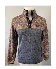 Simply Southern Fleece Pullover Women's Large Aztec Print 1/4 Snap Pockets READ