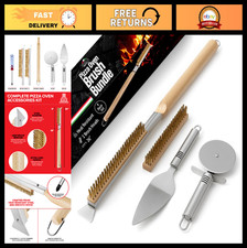 Pizza Oven Accessories Kit - Extra-Long Handle, 2 Stainless Steel Brush Heads, S