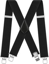 Men  s Heavy Duty 2-Inch Work Suspenders X-Back Adjustable Elastic