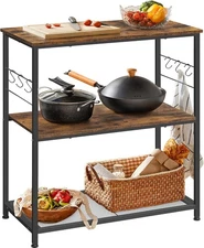  Bakers Rack, Kitchen Shelf, Kitchen Island, Microwave Oven Stand with 3 Open 