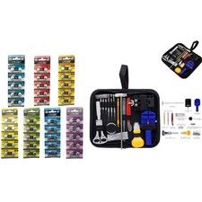 Complete 70-Pc Alkaline Battery Assortment with Watch Repair Kit for All Devices