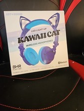 Art Sound Kawaii Cat LED Light Up Wireless Collapsible Headphones w/Microphone