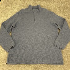 Rhone Pullover Mens XL Blue Heather Weekender Quilted Snap Placket Side Zip