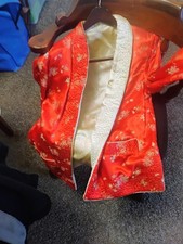 Vintage Women's Silk Kimono Jacket Size S/M Silk Lined As Well Red/Gold