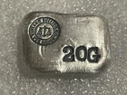 Rare! Rutland Bullion Co. 20 Grams Hand Poured Silver Bar .999 Fine Silver