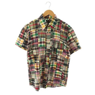 VAN JACKET VAN JAC Buttondown Hemd Kurzarm Kariert Patchwork M Mehrfarbig