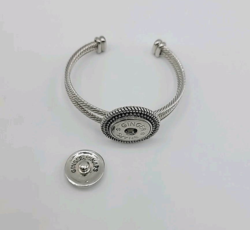 Ginger Snaps Cable Bangle Bracelet Silver Tone & … - image 2