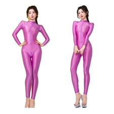 Women High Neck Zipper Full Body Jumpsuit High Elastic Bodysuit Swimwear Bathing
