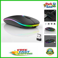 Rechargeable Silent Wireless Mouse - Ambidextrous with LED Lighting for Devices