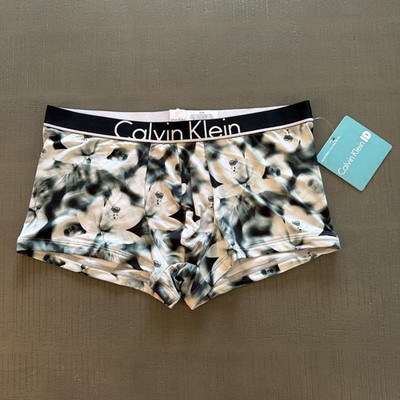 Calvin Klein BLACK Microfiber Trunk Underwear M FREE SHIPPING! CK ID Rare Floral