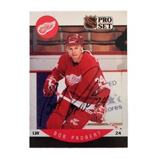 1990-91 NHL Pro Set Bob Probert #76 Autographed Signed On Card Auto Red Wings 🏒