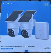 AOSU Security Cameras Outdoor Wireless, 2 Cam-Kit, Solar-Powered
