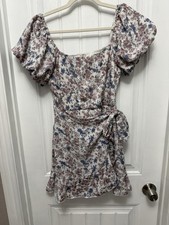 TRIXXI Vintage Y2K White Multi Floral Wrap DRESS SHORT Size Small (56-16)
