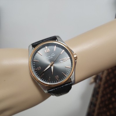 Kenneth Cole Mens Watch 43mm Brown Dial Date Leather KC1868 Needs New Battery